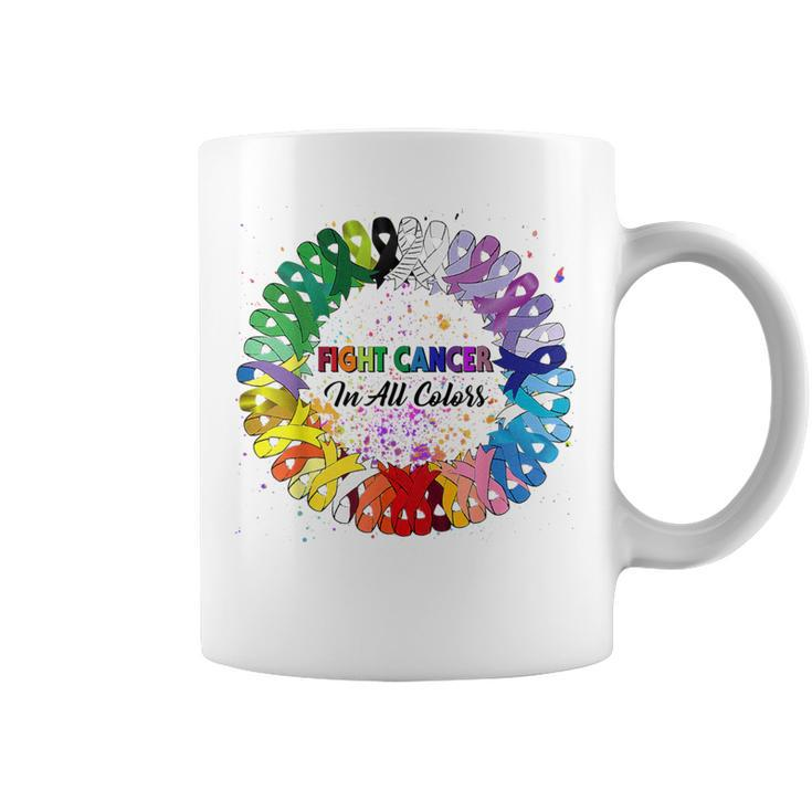 Fight Cancer In All Color Ribbon Fighter Warrior Support Coffee Mug