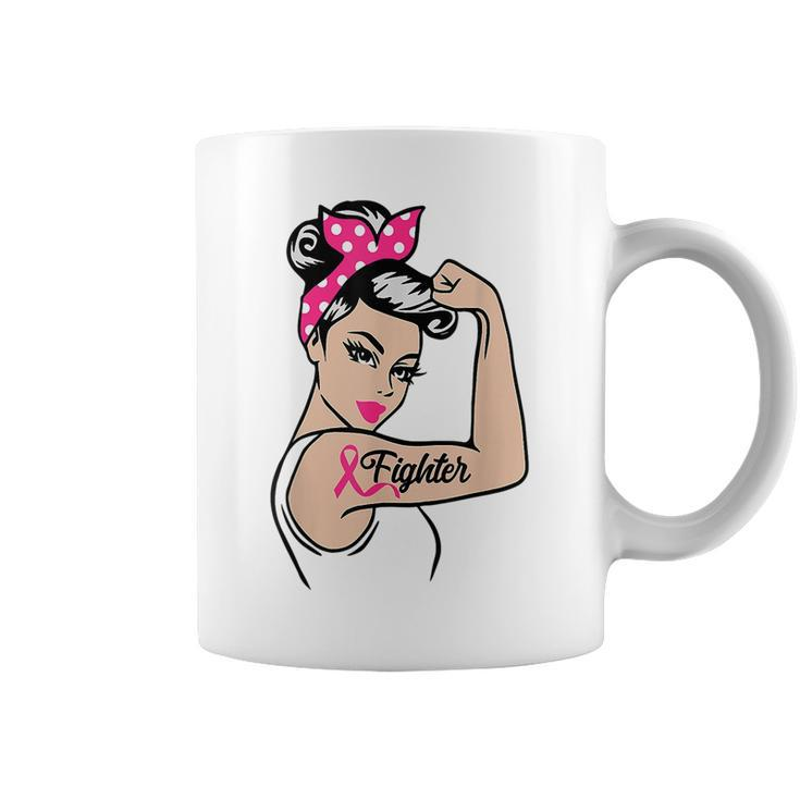 Fighter Rosie The Riveter Breast Cancer Awareness Coffee Mug