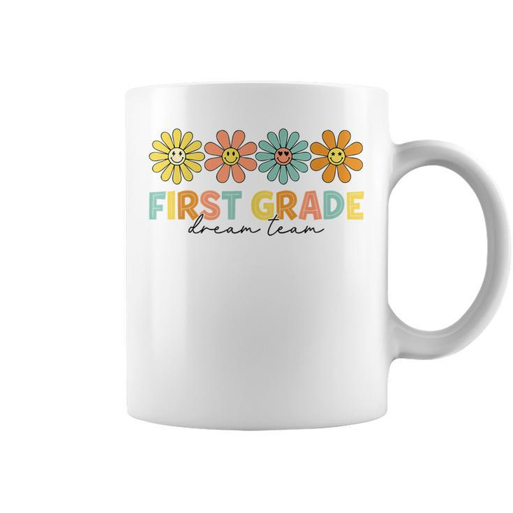 First Grade Dream Team Retro Groovy First Day Of School Coffee Mug