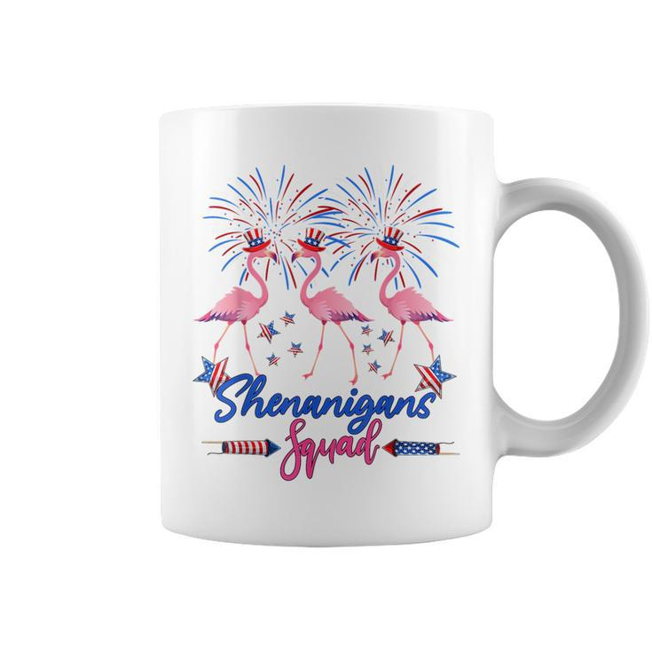 Flamingos Usa Flag 4Th Of July Shenanigan Squad Patriotic  Coffee Mug