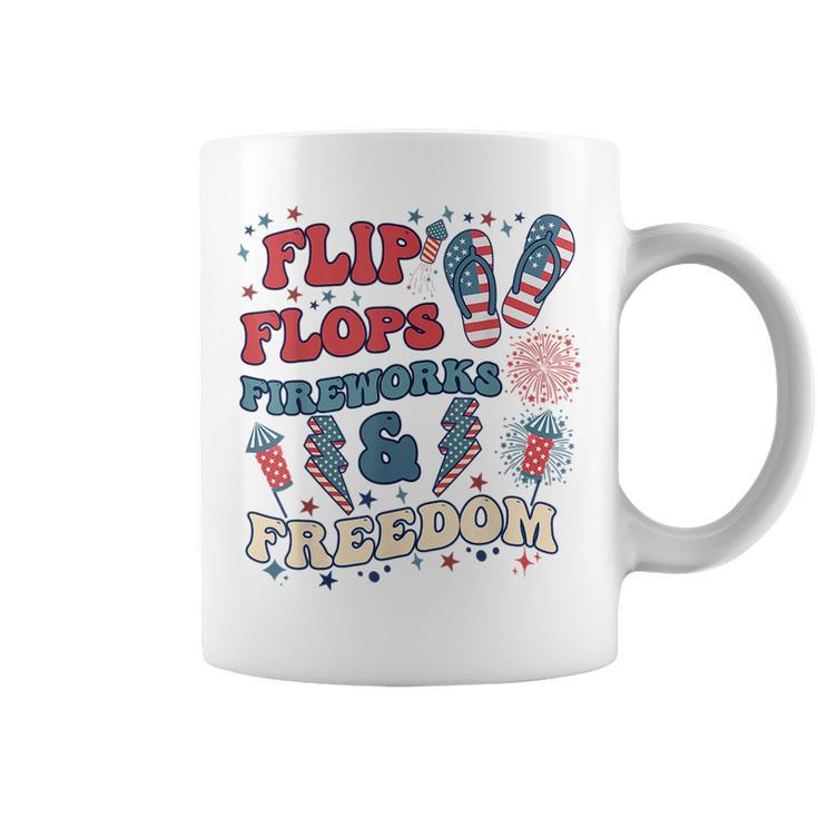 Flip Flops Fireworks And Freedom Groovy Coffee Mug