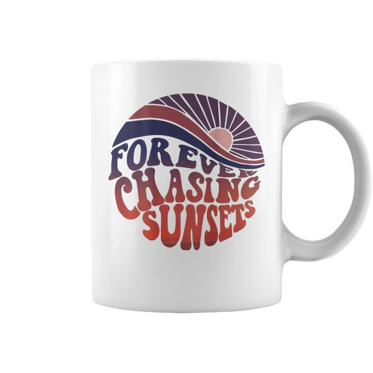 Forever Chasing Sunsets Word On Back Workout Summer Casual  Summer Funny Gifts Coffee Mug