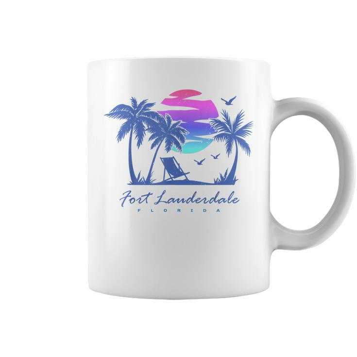 Fort Lauderdale Florida Beach Vacation Retro Vintage Sunset  Coffee Mug