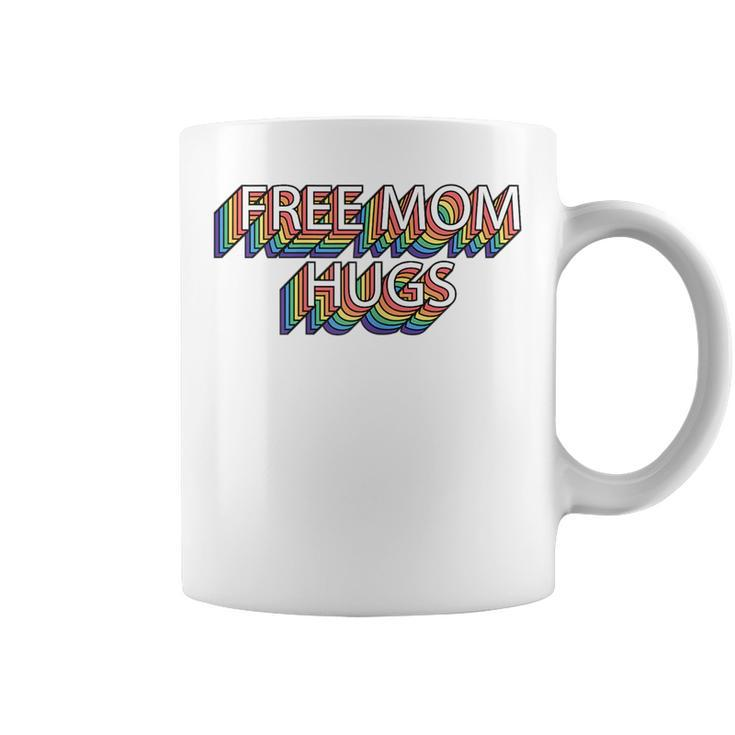 Free Mom Hugs Pride Retro Vintage Lgbt Pride Month Mothers  Coffee Mug