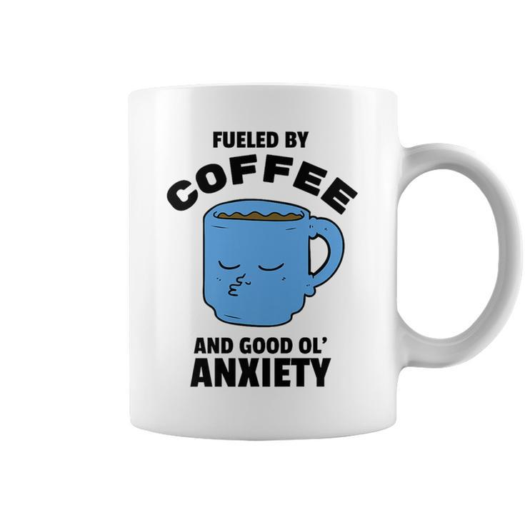 Fueled By Coffee & Anxiety Mental Health Funny Gifts For Coffee Lovers Funny Gifts Coffee Mug