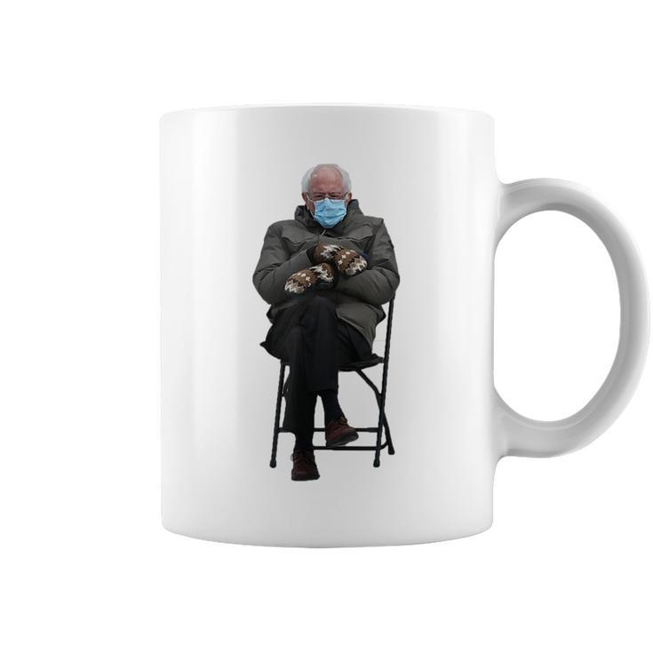Funny Bernie Sanders Meme Sitting Inauguration Day Meme Funny Gifts Coffee Mug