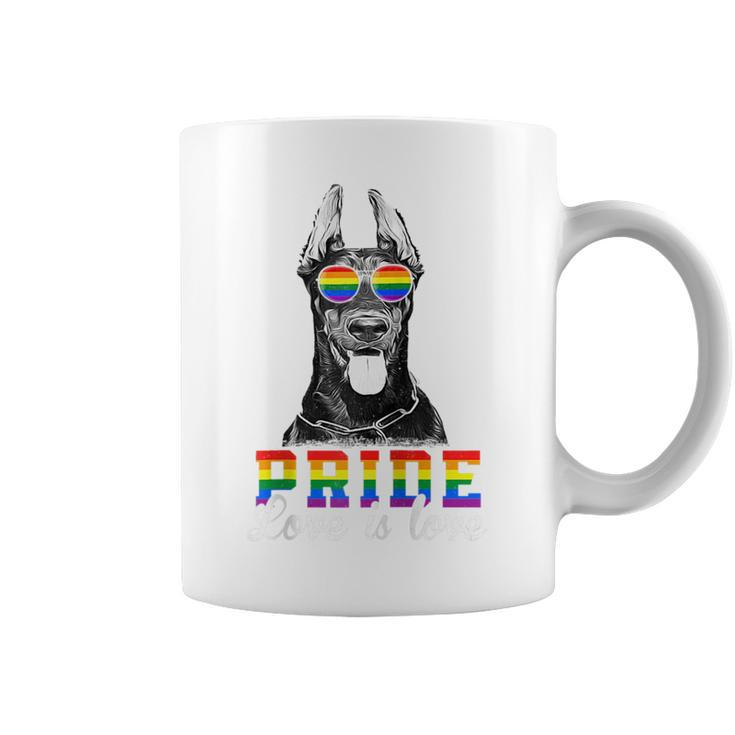 Funny Lgbt Pride Love Is Love Doberman Dog  Coffee Mug