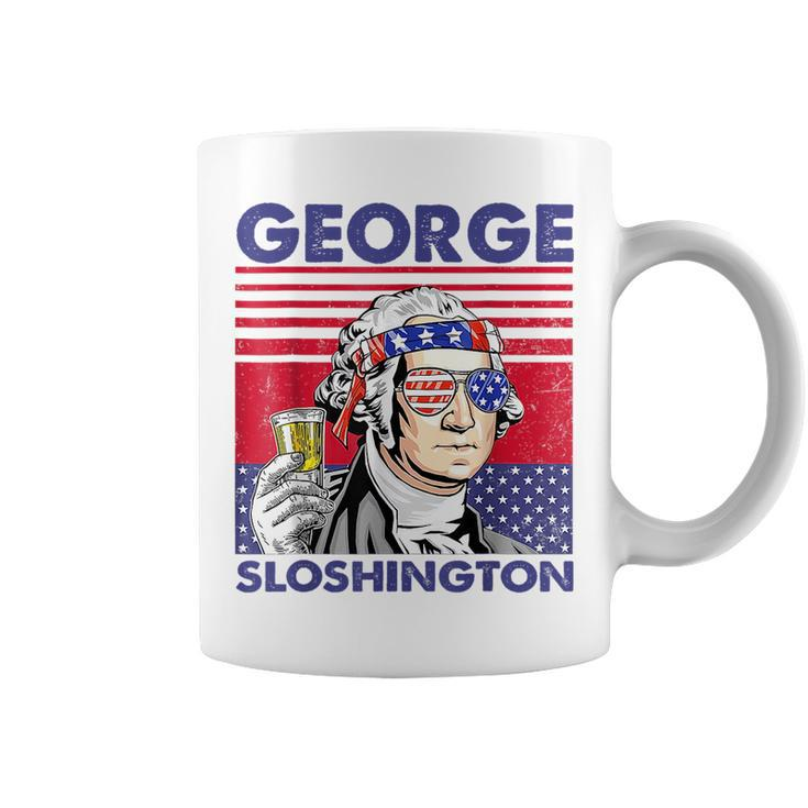 George Sloshington 4Th Of July Funny Drinking Presidents Drinking Funny Designs Funny Gifts Coffee Mug