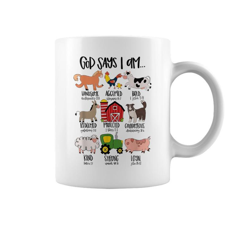 God Says I Am Animals Bible Verse Farmer Toddler Kids  Coffee Mug