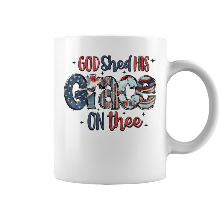 God Shed His Grace On Thee 4Th Of July Groovy Patriotic  Coffee Mug