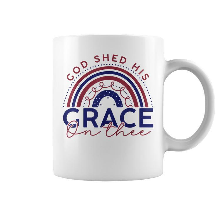 God Shed His Grace On Thee 4Th Of July Patriotic American Coffee Mug