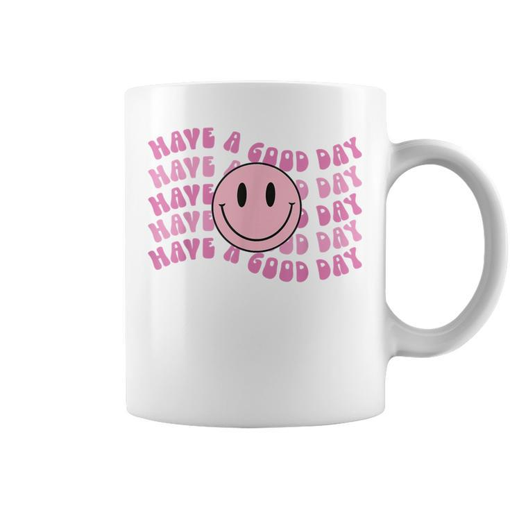 Have A Good Day Pink Smile Face Preppy Aesthetic Trendy Coffee Mug