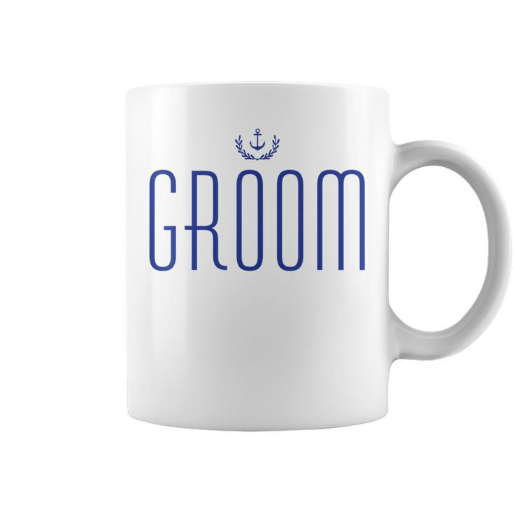 Groom  Nautical With Anchor Navy Blue Coffee Mug