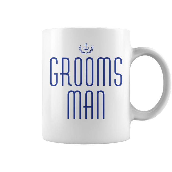 Groomsman  Nautical With Anchor Navy Blue Coffee Mug