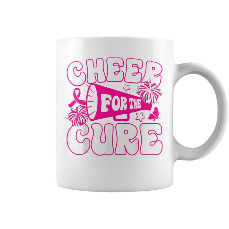 Groovy Cheer For A Cure Breast Cancer Awareness Cheerleading Coffee Mug