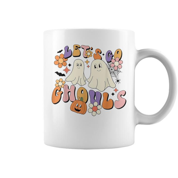 Groovy Let's Go Ghouls Halloween Ghost Outfit For Girl Coffee Mug