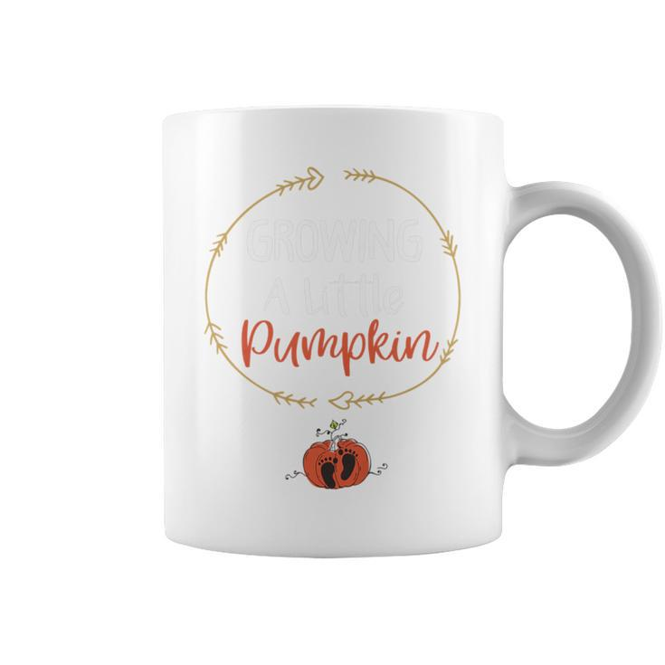 Growing A Little Pumpkin Face Pregnancy Announcement Coffee Mug