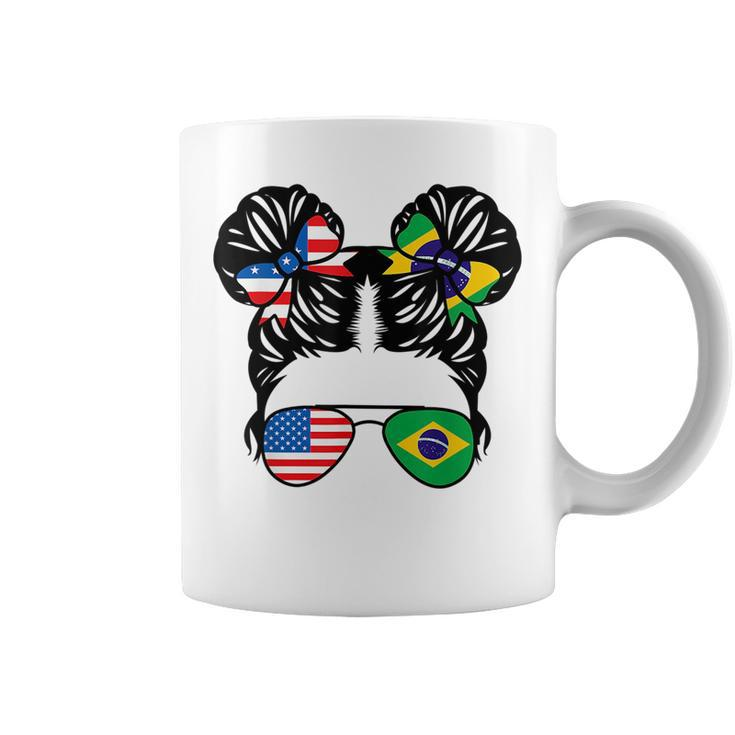 Half American Half Brazilian Girl Usa Brazil Flag Patriot  Coffee Mug