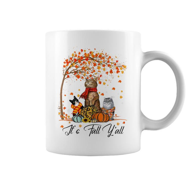 Halloween Costumes Cats Pumkins It’S Fall Y’All Autumn Halloween Coffee Mug