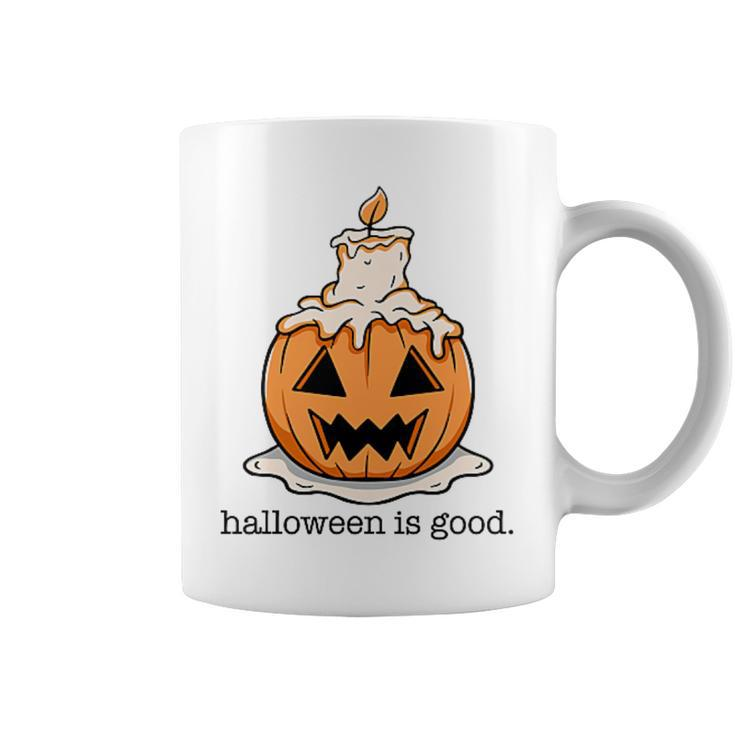 Halloween Is Good And Life Spooky Pumpkin Candle Halloween Coffee Mug