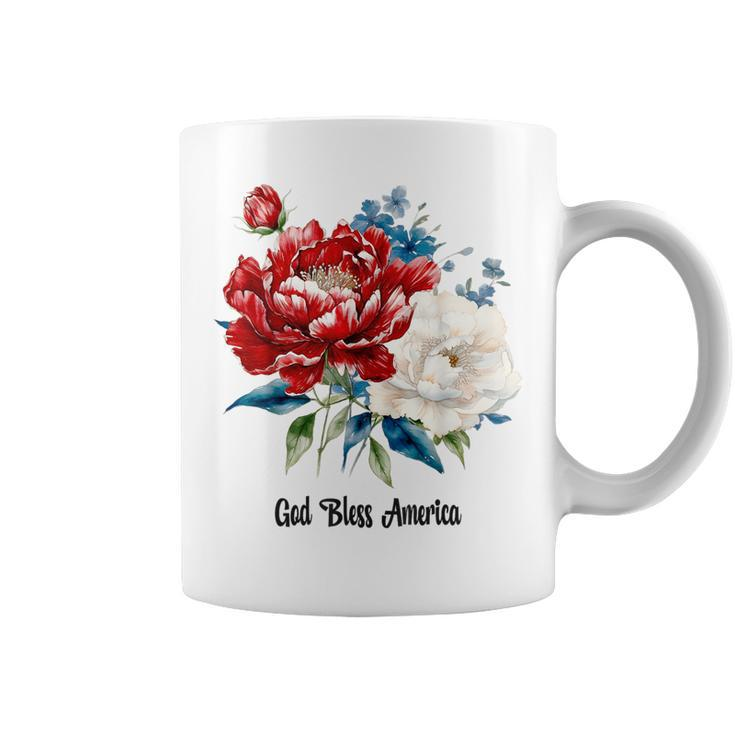 Happy 4Th Of July  For Women God Bless America Red Whi  Coffee Mug