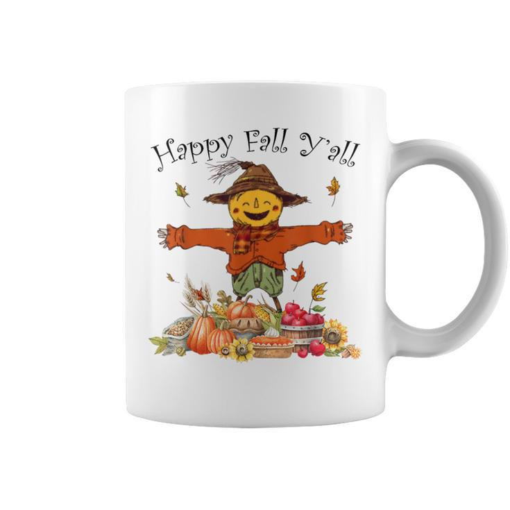 Happy Fall Yall Scarecrow Pumpkin Thanksgiving Halloween Coffee Mug