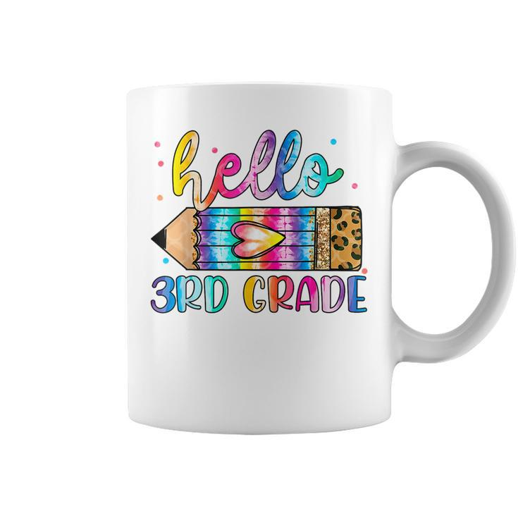 Hello 3Rd Grade Leopard Tie Dye Pencil Cute Teacher Coffee Mug