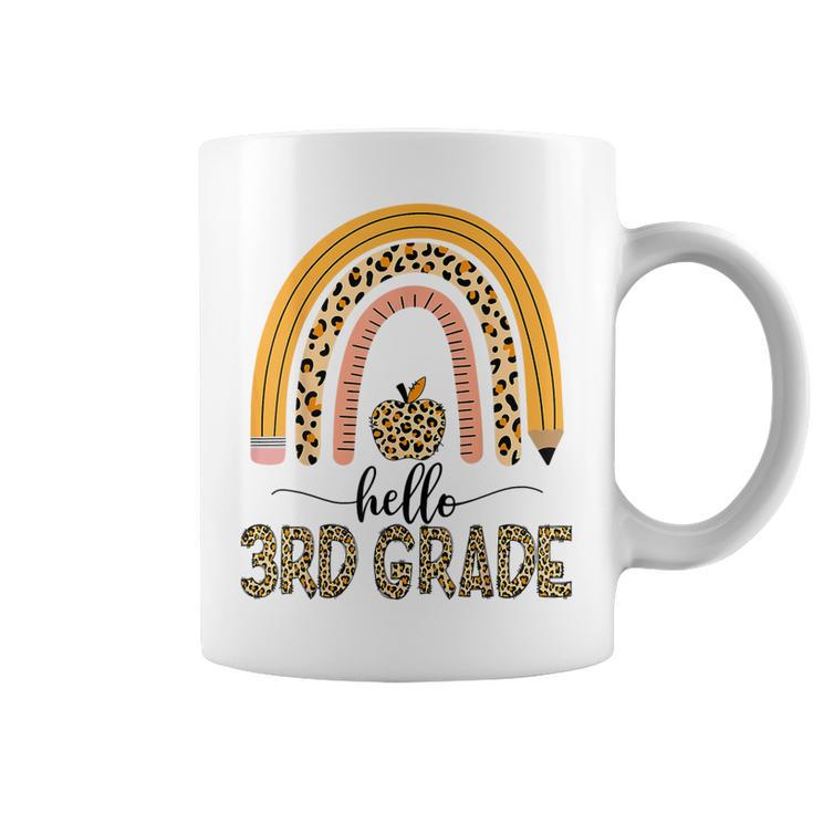 Hello 3Rd Grade Teacher Leopard Rainbow Girls Back To School Coffee Mug