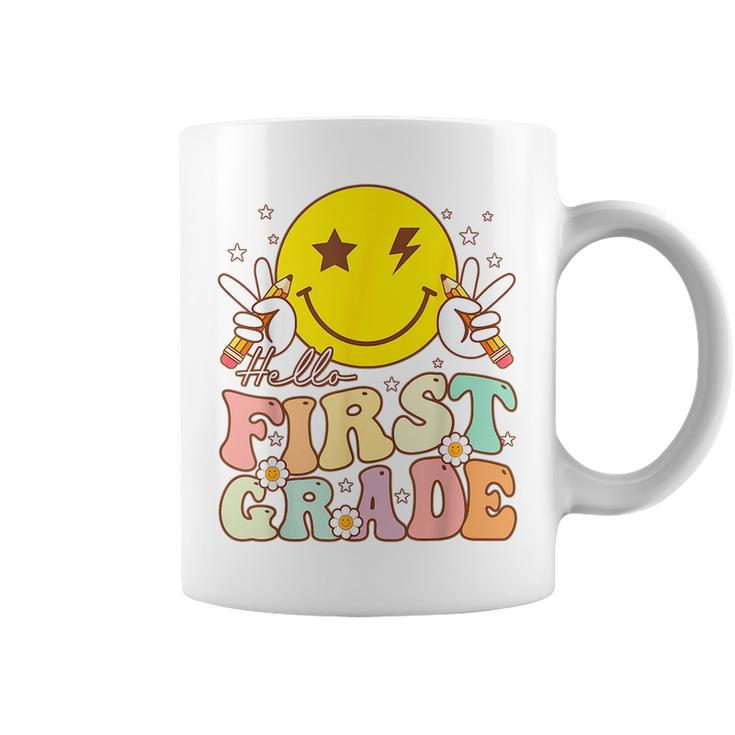 Hello First Grade Hippie Smile Face 1St Grade Back To School  Coffee Mug