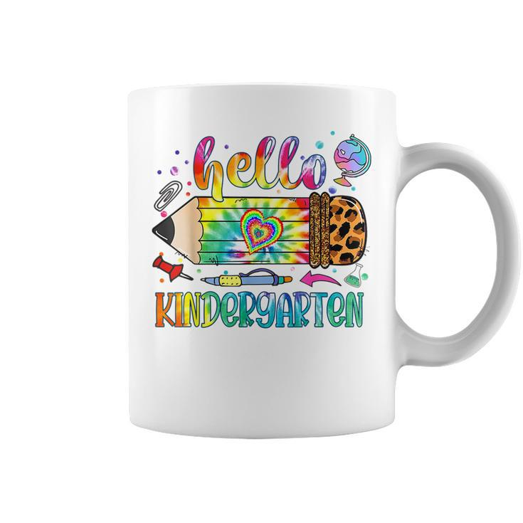 Hello Kindergarten Leopard Pencil Tie Dye Back To School Coffee Mug