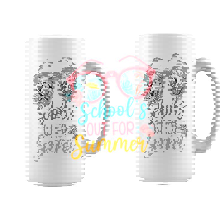 Hello Summer Floral Flamingo Schools Out For Summer Vibes   Coffee Mug