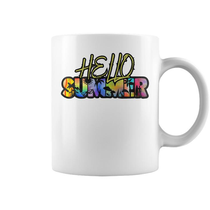 Hello Summer Hawaii Beach Summer Vacation Family Tie Dye  Coffee Mug