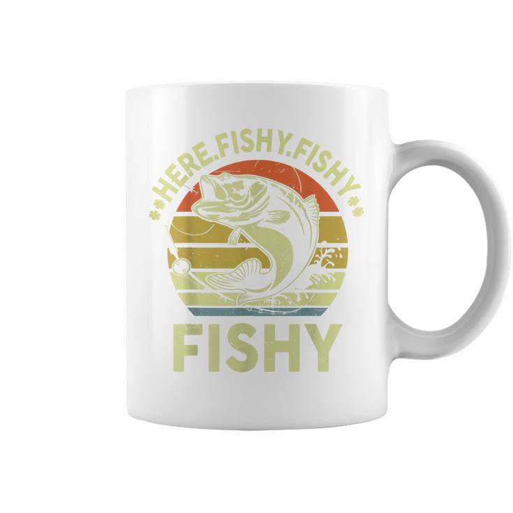 Here-Fishy Fathers Day Dad Papa Kids Boy Women Funny Fishing  Coffee Mug