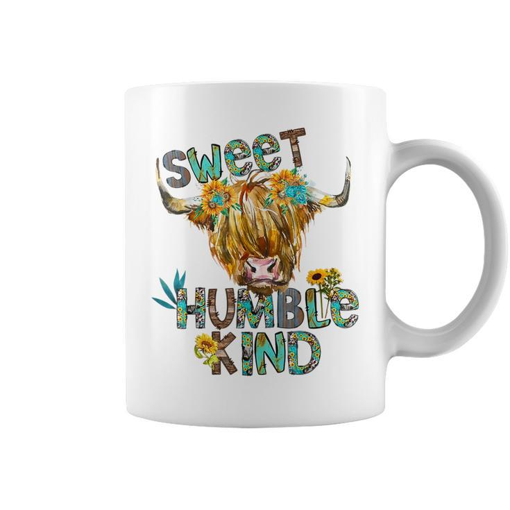 Highland Cow Sunflower Sweet Humble Kind Western Country Coffee Mug