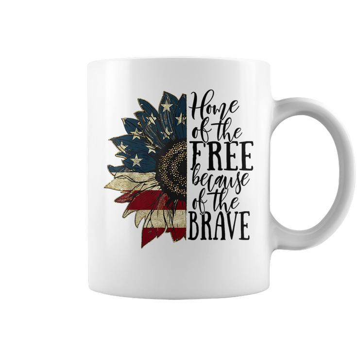 Home Of The Free Because Of The Brave American Sunflower Coffee Mug