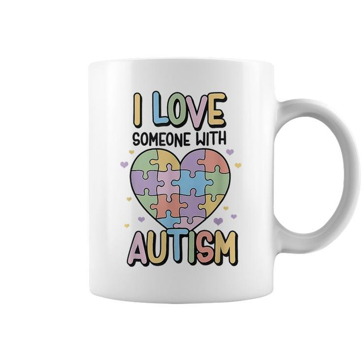 I Love Someone With Autism Kids Heart Puzzle Colorful Kids  Coffee Mug