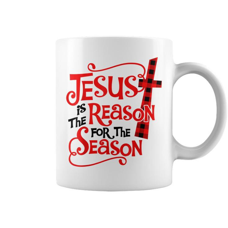 Jesus Is The Reason For The Season Christmas Xmas Plaid Coffee Mug