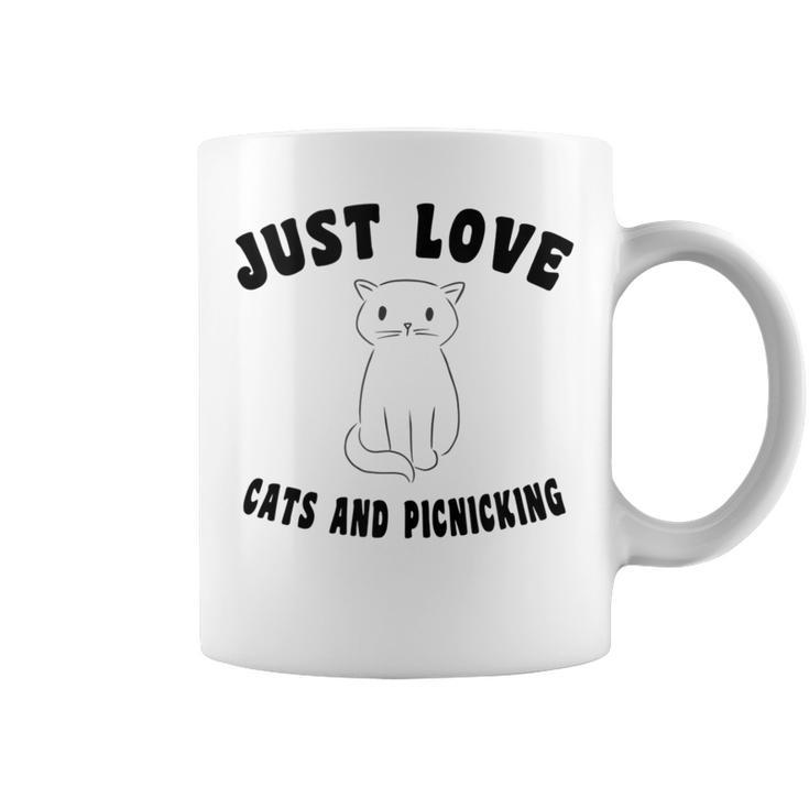 Just Love Cats And Picnicking Cat-Saying Coffee Mug