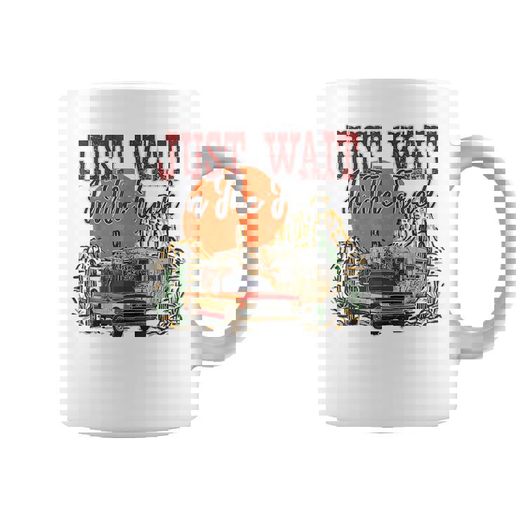 Just Wait In The Truck Desert Drifter Sunset Retro Cactus Coffee Mug