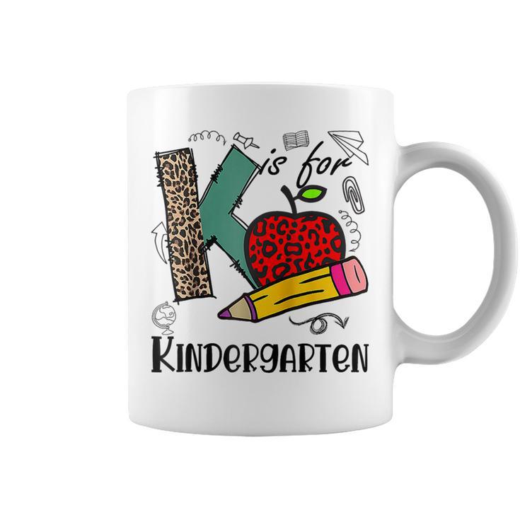 K Is For Kindergarten Leopard Teacher First Day Of School  Coffee Mug