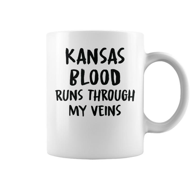 Kansas Blood Runs Through My Veins Novelty Sarcastic Word Coffee Mug