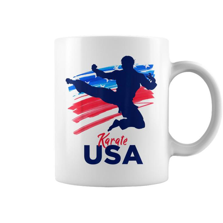 Karate Support The Team Student Sensei Usa Flag American  Coffee Mug