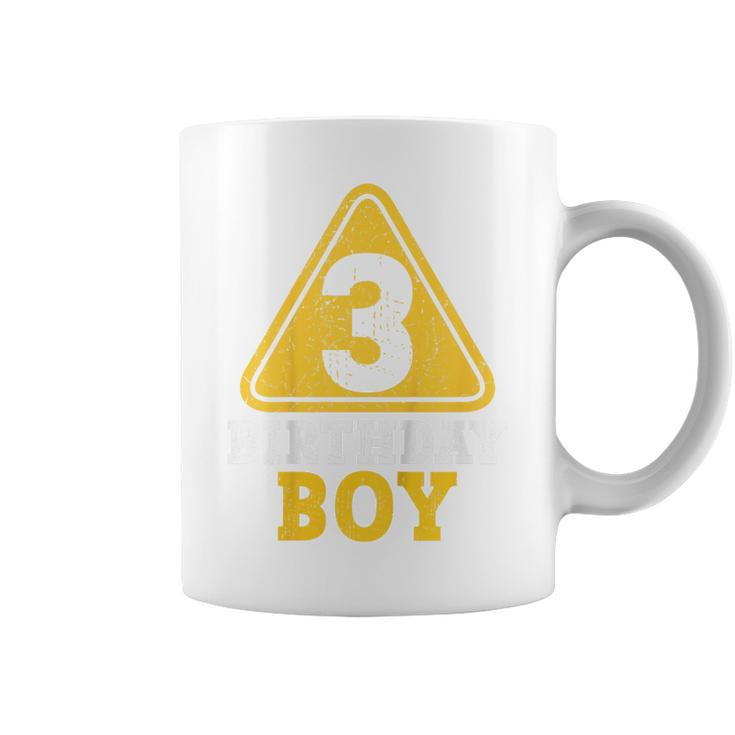 Kids Birthday Boy 3 Three Construction Sign 3Rd Birthday Toddler  Coffee Mug