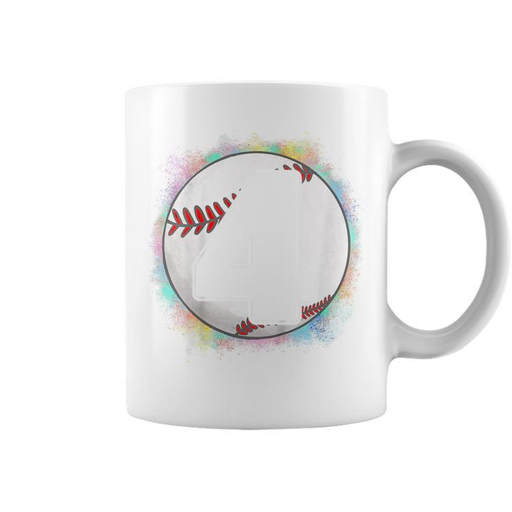 Kids Birthday Boy 4 Four Baseball 4Th Birthday Baseball Player Baseball Funny Gifts Coffee Mug