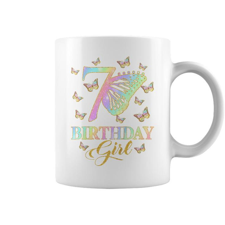 Kids Butterfly 7Th Birthday Outfit 7 Year Old Girl Kids Cute  Coffee Mug