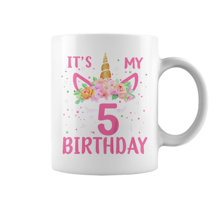 Kids Its My 5Th Birthday Unicorn Lover Kid 5 Years Old Birthday  Coffee Mug