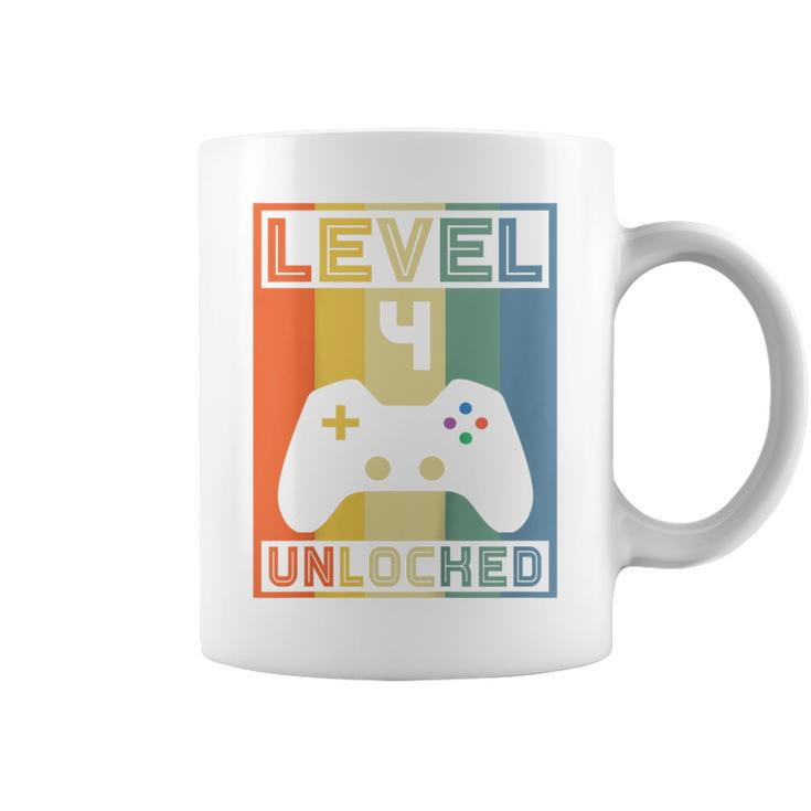Kids Level 4 Unlocked - Video Gamer - 14Th Birthday Gaming Gift Coffee Mug