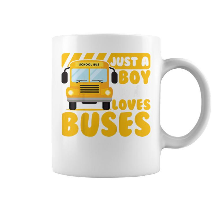 Kids School Bus Boys Funny Just A Boy Who Loves Buses  Coffee Mug
