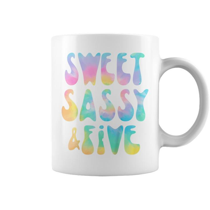 Kids Sweet Sassy And Five 5Th Birthday Girl Tie Dye 5 Year Old  Coffee Mug