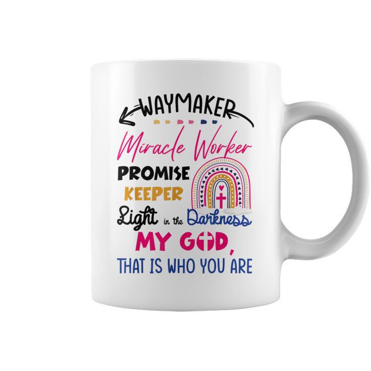 Kids Waymaker Miracle Worker Rainbow Boho Christian  Coffee Mug
